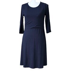 Seraphine Nursing Lift Up Sheath navy Blue Jersey Knit Maternity Dress